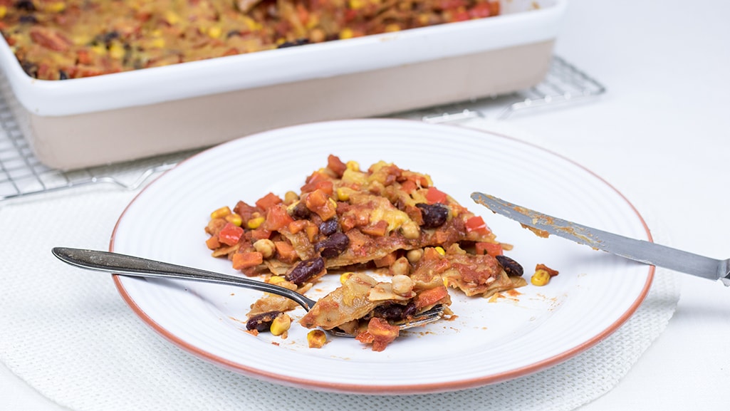 Vegan lasagne met kikkererwten