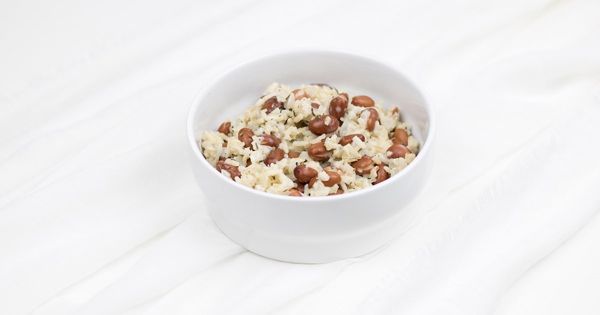 Kokosrijst met bonen en tijm. Een heerlijk tropisch gerechtje