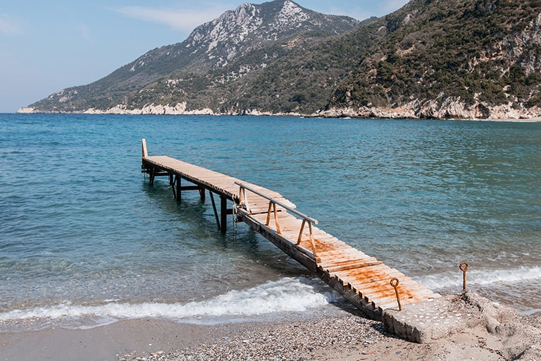 Verlaten Megalo strand, Samos, Griekenland