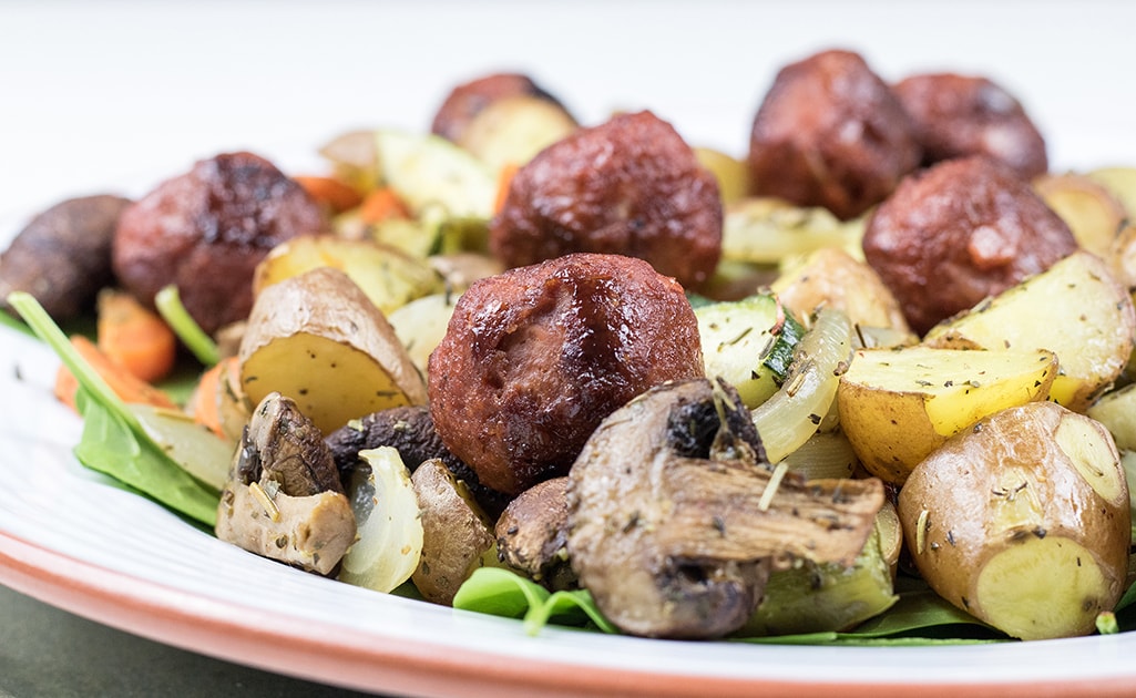 Vegan gehaktballen met groenten