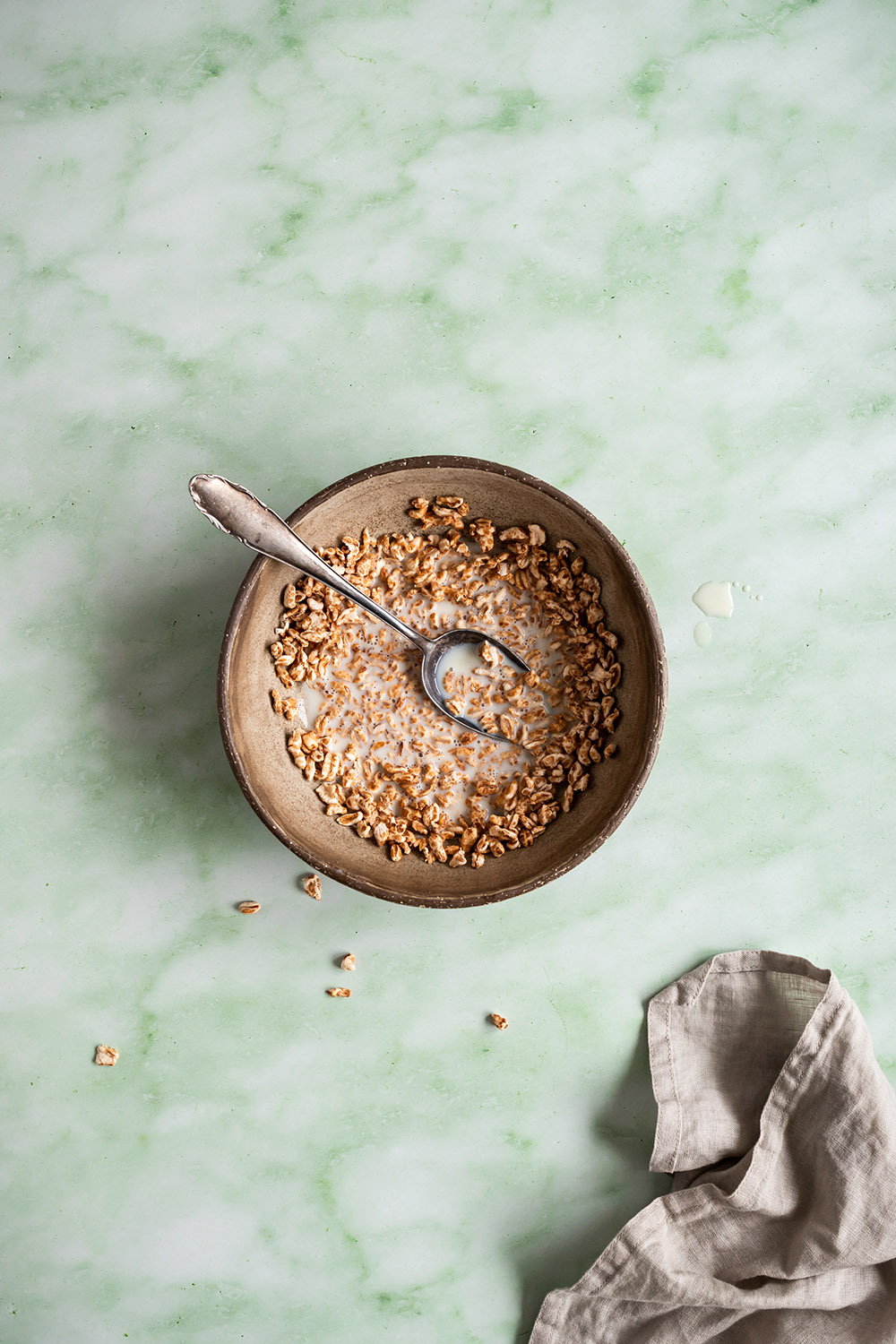 Mint marmer fotoachtergrond met zachte lijnen voor foodfotografie