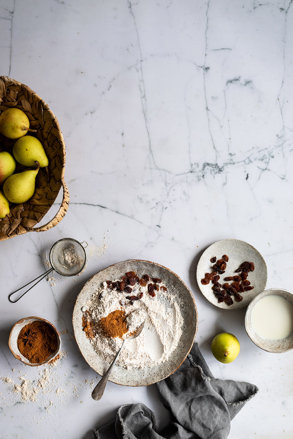 Marmer fotografie backdrop met een vintage look voor food styling