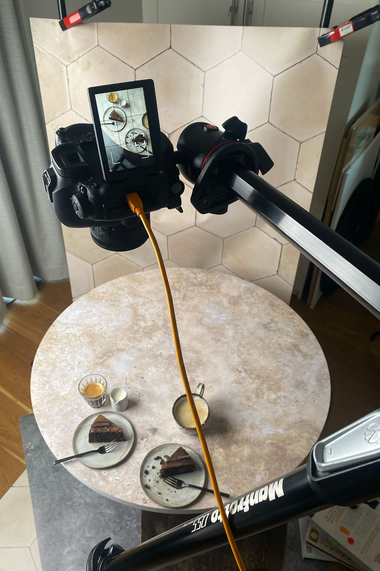 Flatlay foto met 'Café latte'
