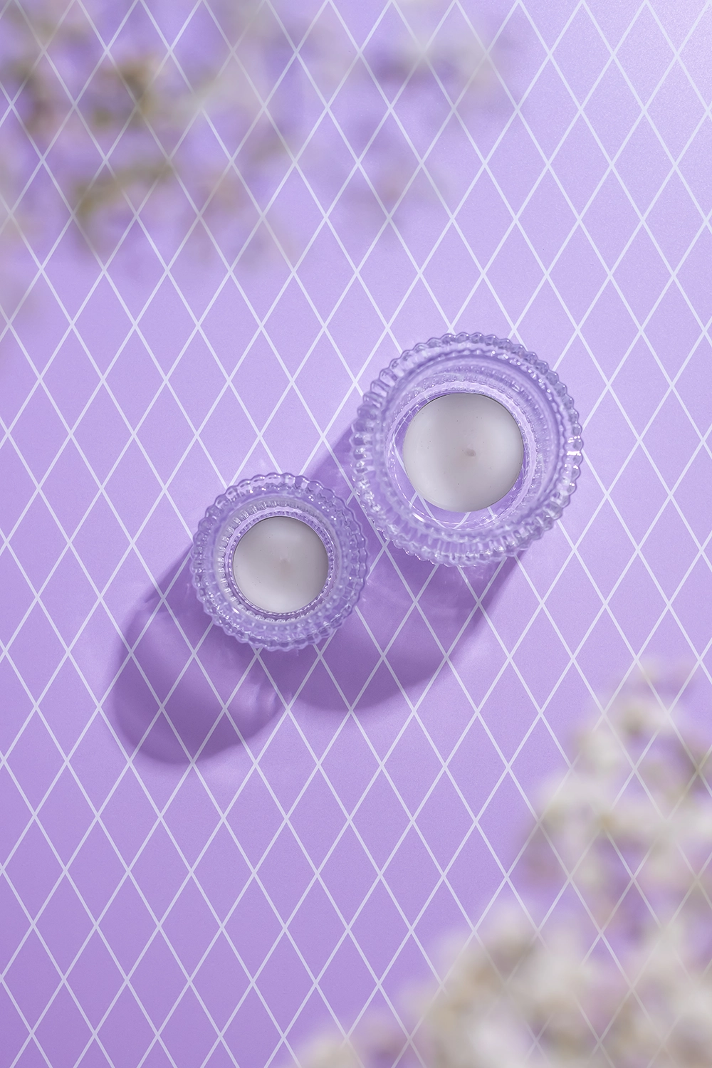 Custom fotoachtergrond met diamant patroon geprint op mat vinyl