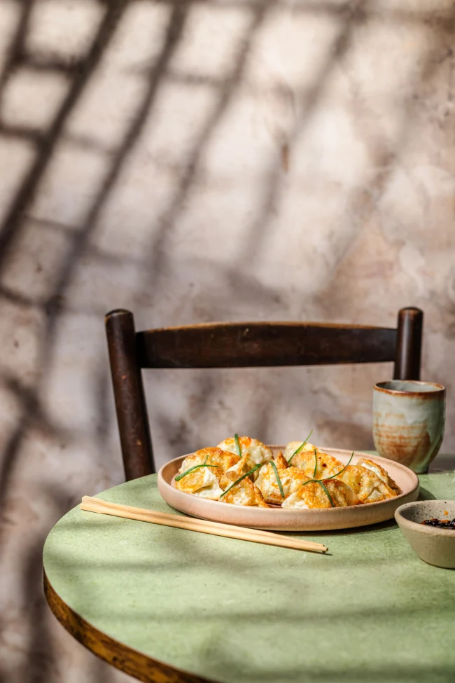 Groene ronde fotoachtergrond voor restaurant & bistro fotografie