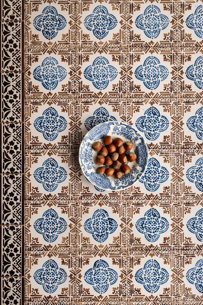 Portugese tegels backdrop met prachtig blauw bruin patroon